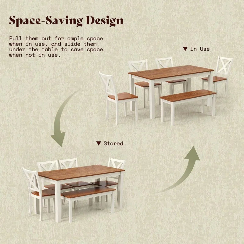 2026：6-Piece Farmhouse , 59 Wooden Table with 4 Chairs &, Kitchen & Dining Room Set 6, Space- by S And B Enterprise