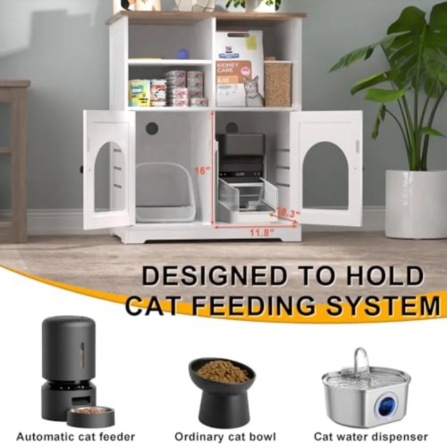 Cat Feeding Station Cabinet For Microchip Feeder Dog Proof Design