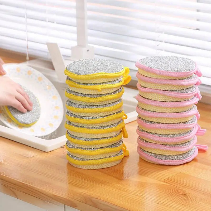 10/5/3PCS Double Side Dishwashing Sponge Dish Washing Brush Pan Pot Dish Wash Sponges Household Cleaning Reusable Kitchen Tools by S And B Enterprise