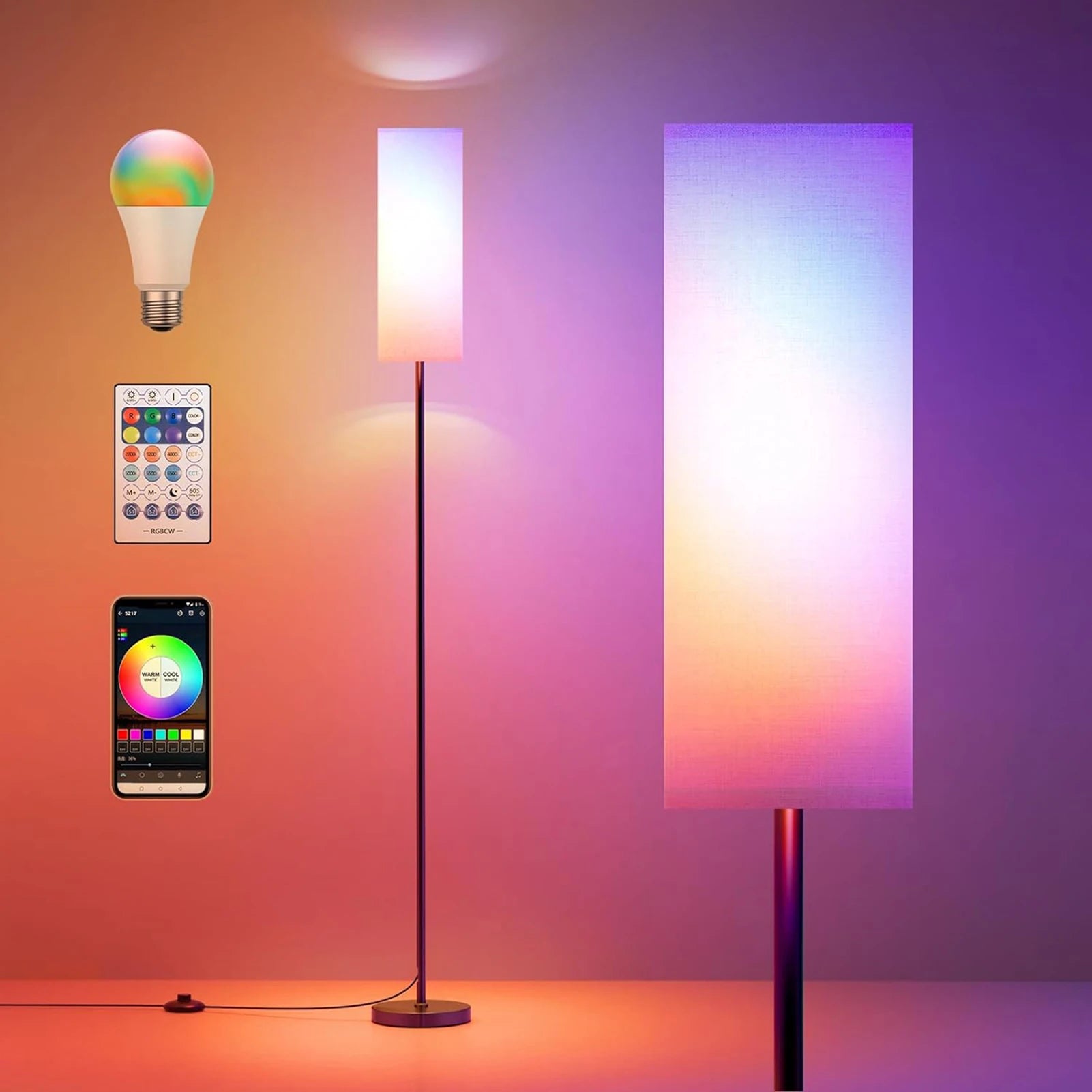 US Modern Floor Lamp Standing Tall Light Foot for Bedroom Living Room Study Room RGB Floor Lamp Study Room Floor Lamp by S And B Enterprise