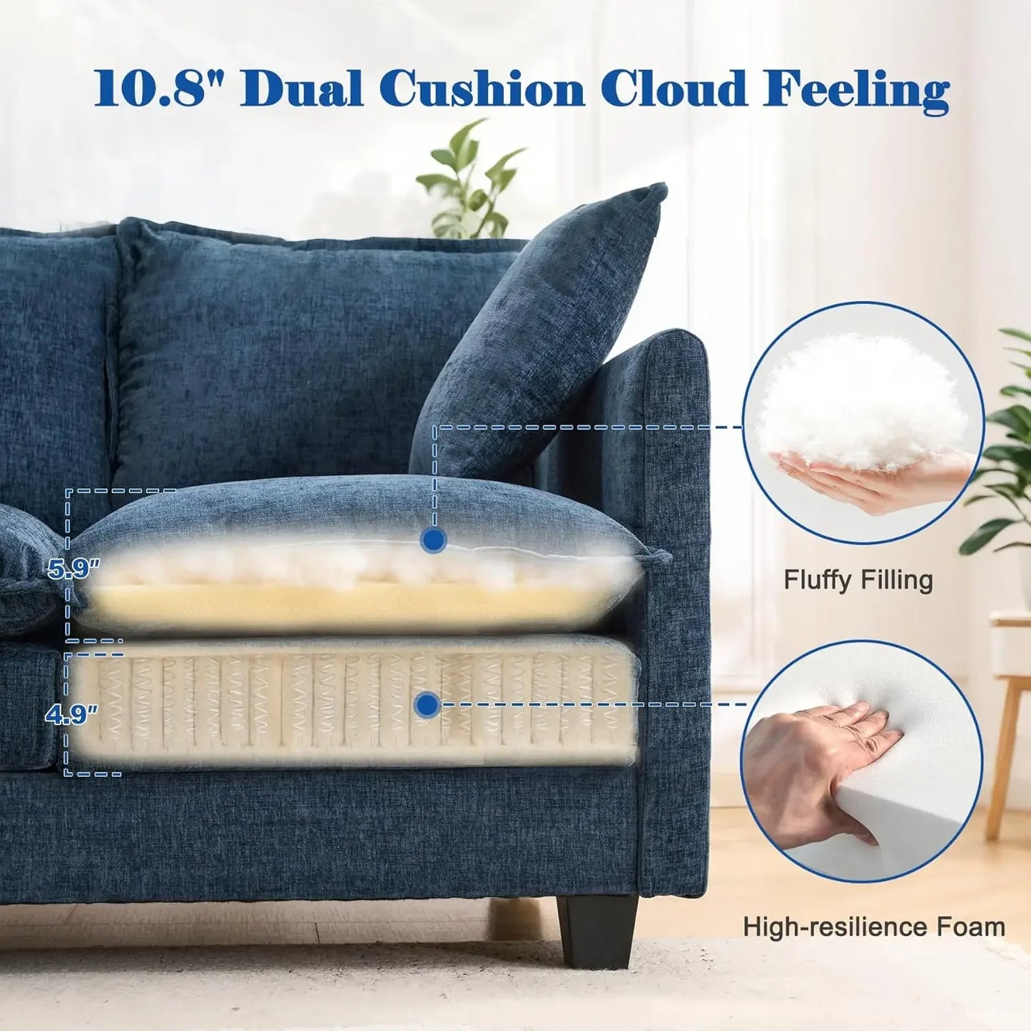 Cloud Loveseat Sofa Modern Upholstered Couch For Small Spaces