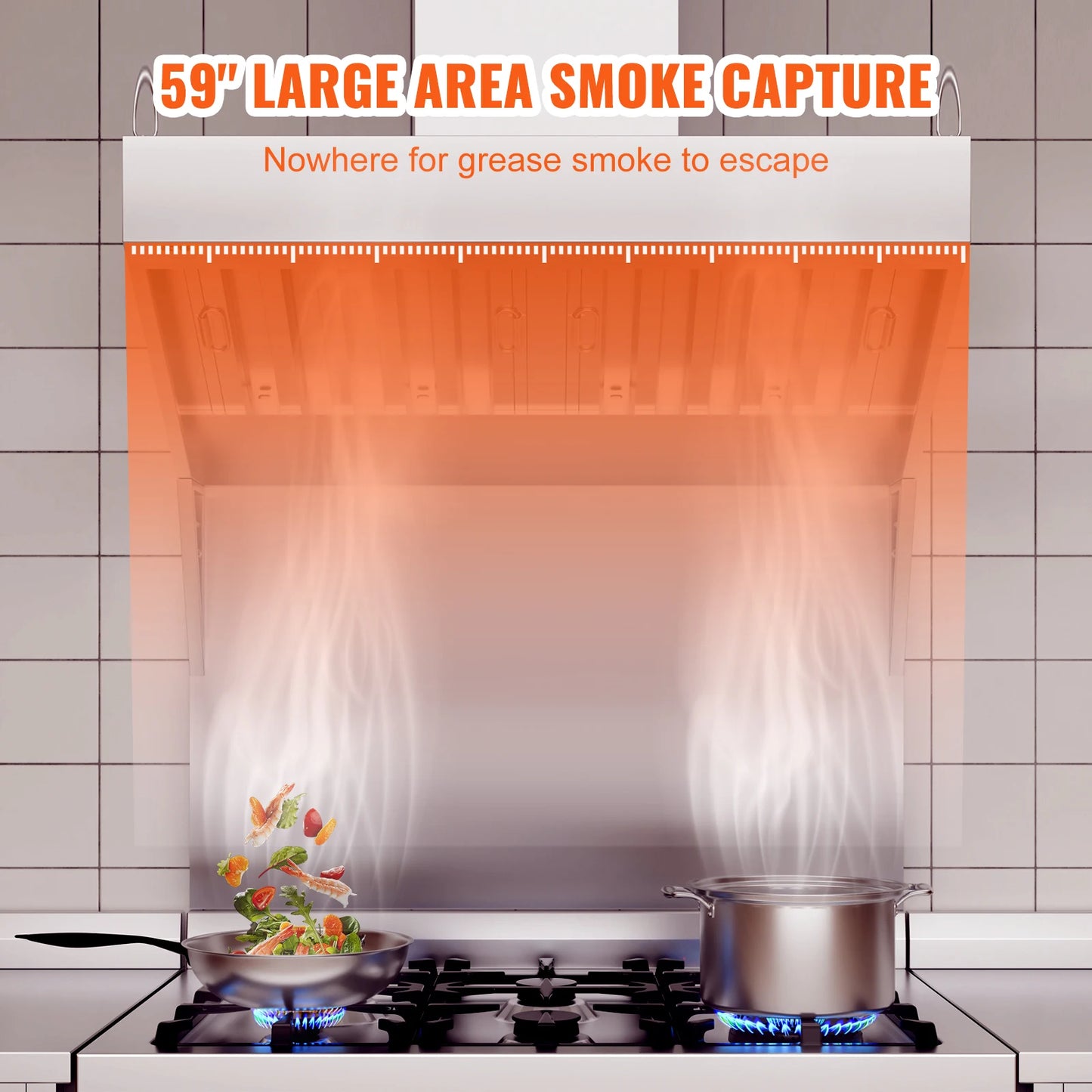 SucceBuy Commercial Stainless Steel Exhaust Hood For Kitchen
