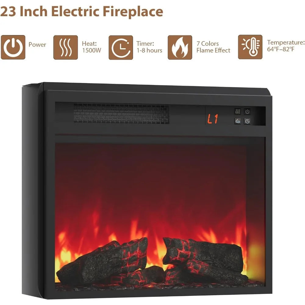 Electric Fireplace TV Stand With Glass Barn Doors And Shelf