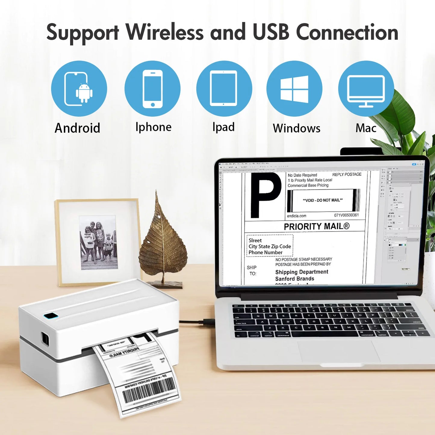 TakeYou Thermal Label Printer Portable No Ink USB Bluetooth 203DPI by S And B Enterprise