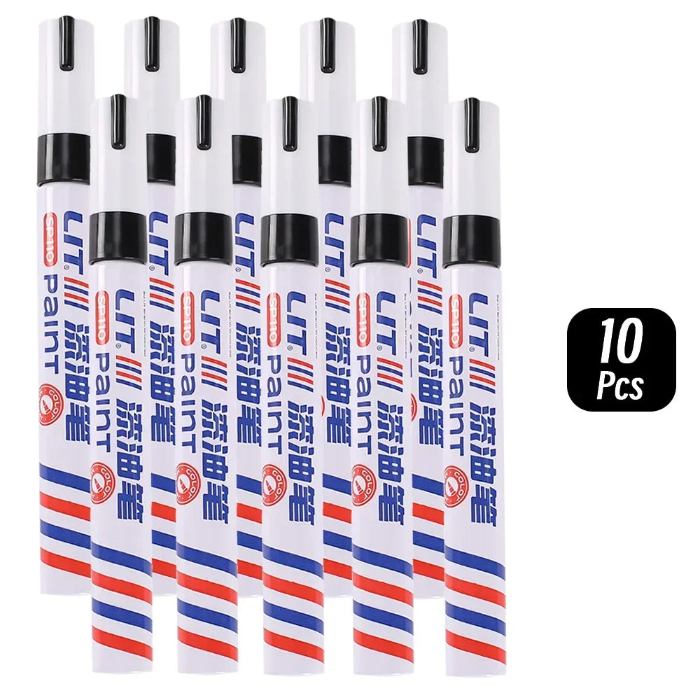 3mm 10p Colorful 8 Colors Permanent Paint Marker Waterproof White Markers tire tread rubber fabric Paint metal Paint Marker Pens by S And B Enterprise