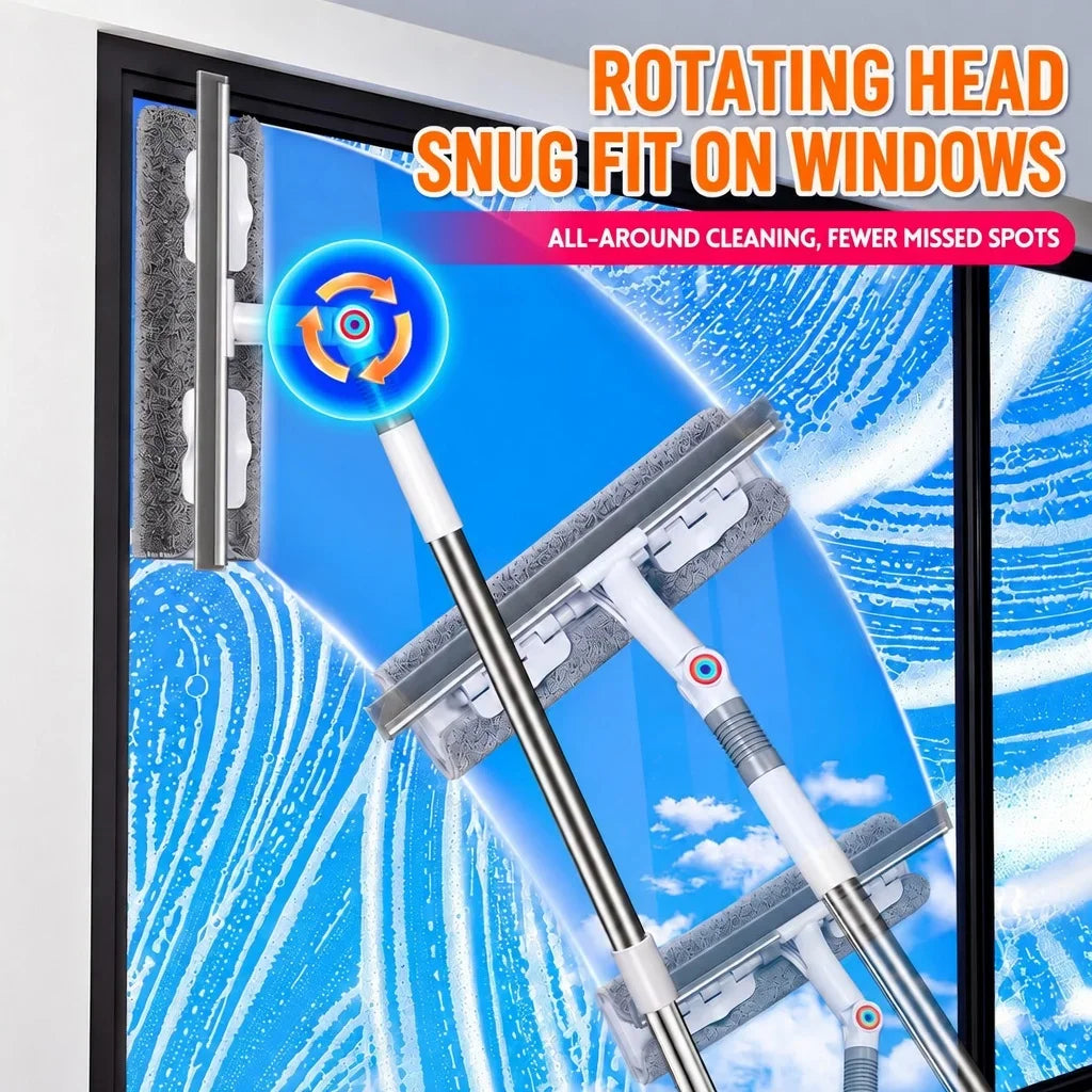 Joybos 2-in-1 window squeegee with 53-inch extendable pole and rotating head with microfiber pad by S And B Enterprise