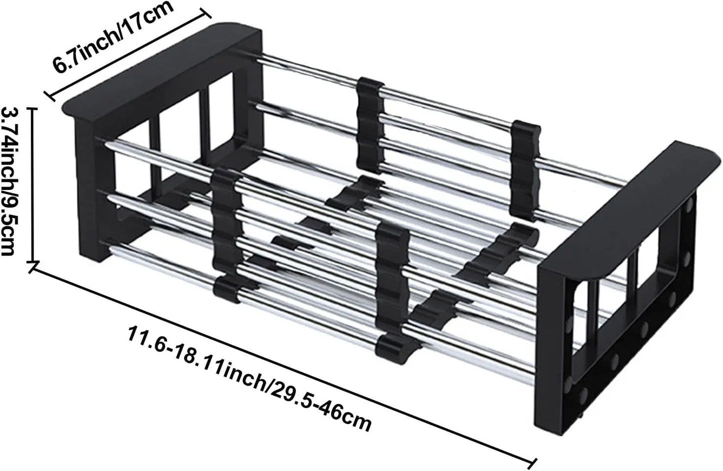 Adjustable Stainless Steel Kitchen Sink Drain Basket Telescopic Dish Drying Rack Fruit Vegetable Drainer Tray Storage Organizer by S And B Enterprise