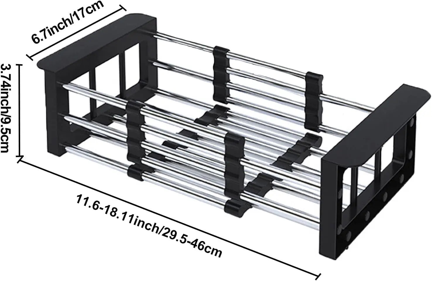 Adjustable Stainless Steel Kitchen Sink Drain Basket Telescopic Dish Drying Rack Fruit Vegetable Drainer Tray Storage Organizer by S And B Enterprise