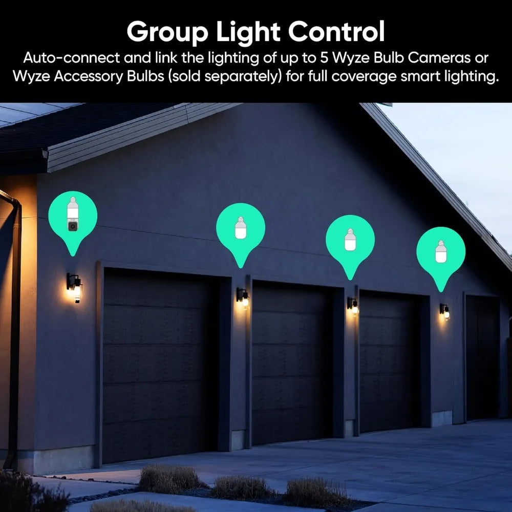 Kankeirr 2K Bulb Camera Security Light With Night Vision Siren