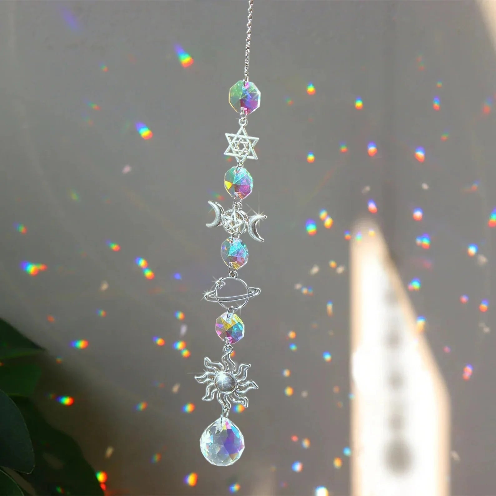 Crystal Wind Chime Rainbow Maker Sun Catcher Dream Catcher Pendant by S And B Enterprise