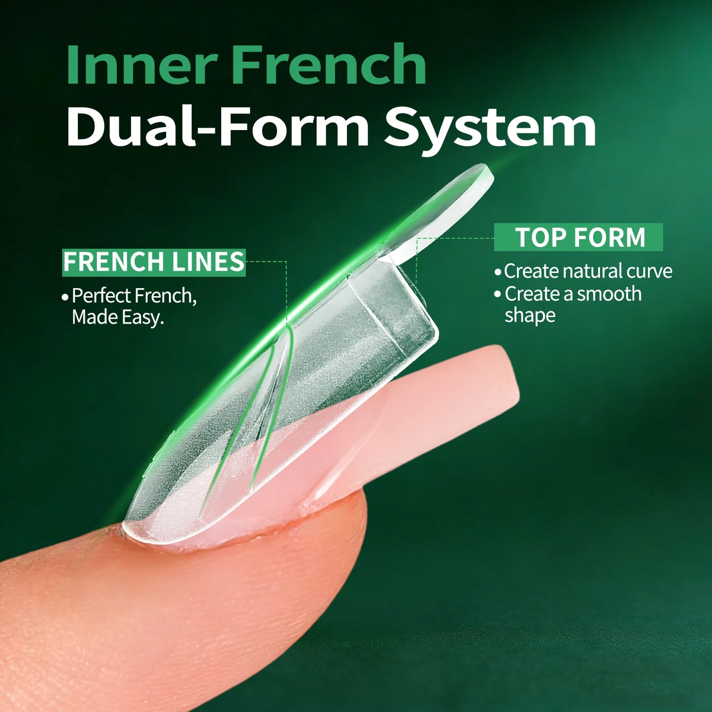 Nailpop French Line Dual Forms Nail Extension Tips Matte Inner F1 Molds 140Pcs by S And B Enterprise
