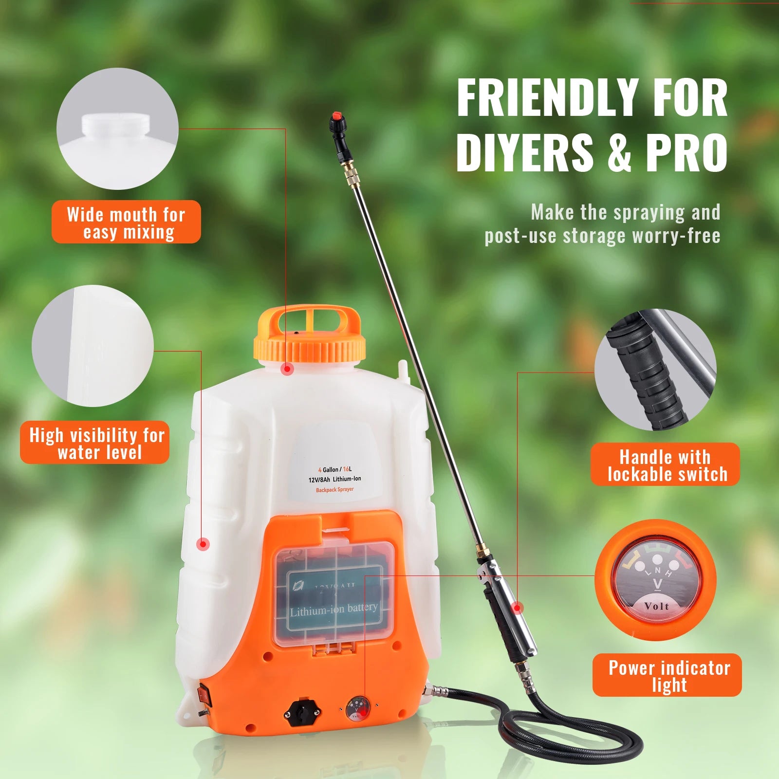 SucceBuy Battery Powered Backpack Sprayer With Adjustable Pressure Nozzles by S And B Enterprise