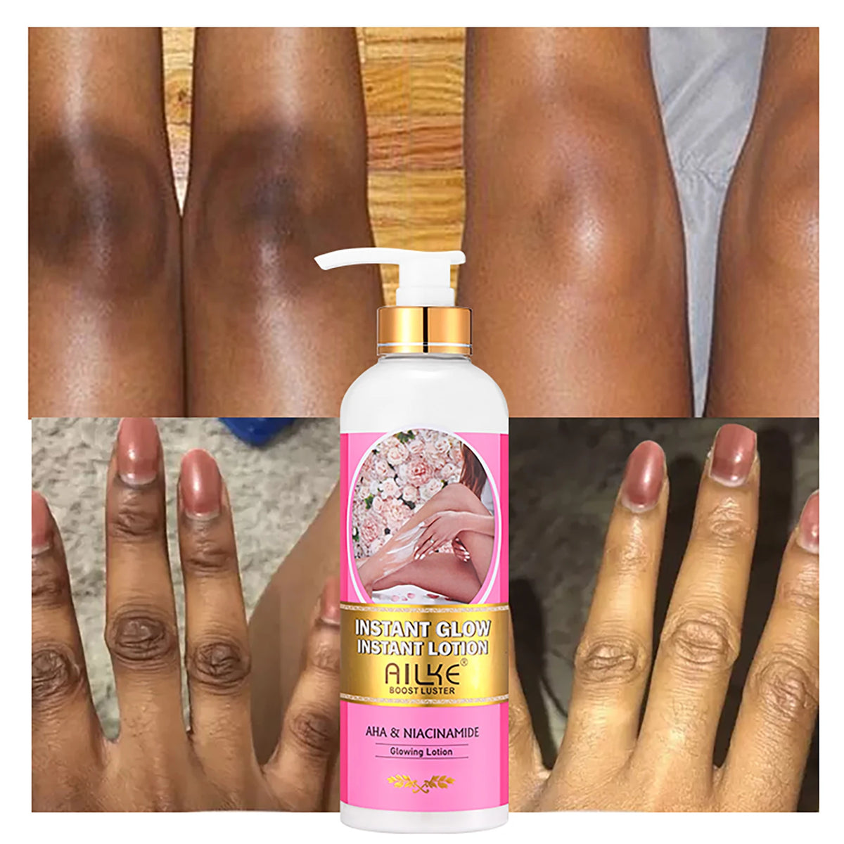 AILKE Vegan Brightening Body Lotion, with AHA, Niacinamide, Moisturizing, Hydration, for All Skin Type, Radiant Skin Body Cream