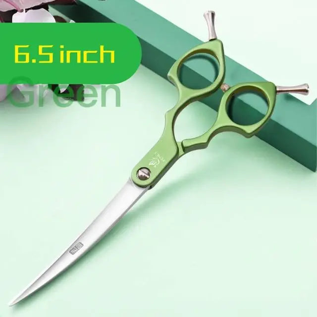 Fenice professional curved grooming scissors, green handle, 6.5 inch JP440C VG10, by S And B Enterprise