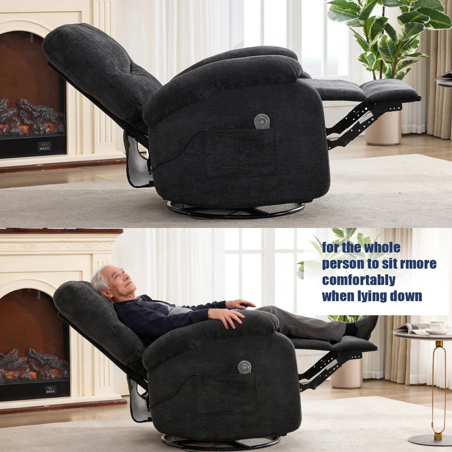 Power Lift Recliner Chair Massage Chair 360 Swivel Rocker Chair for Adults, 8 Vibrating Nodes by S And B Enterprise