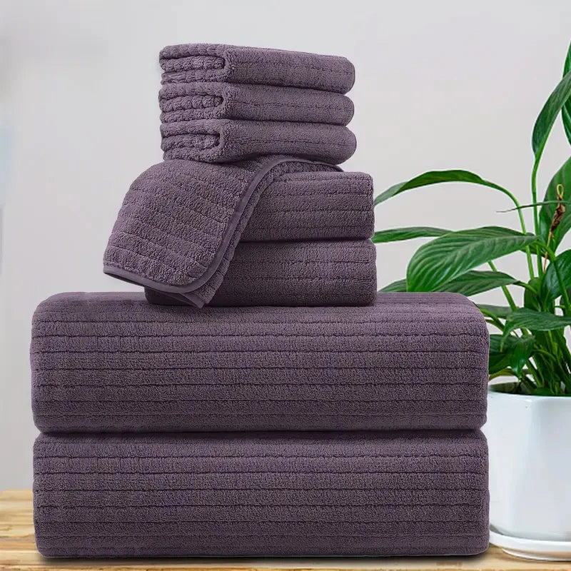 Bath Towel Set 8 Piece Absorbent Quick Dry Towels Daily by S And B Enterprise
