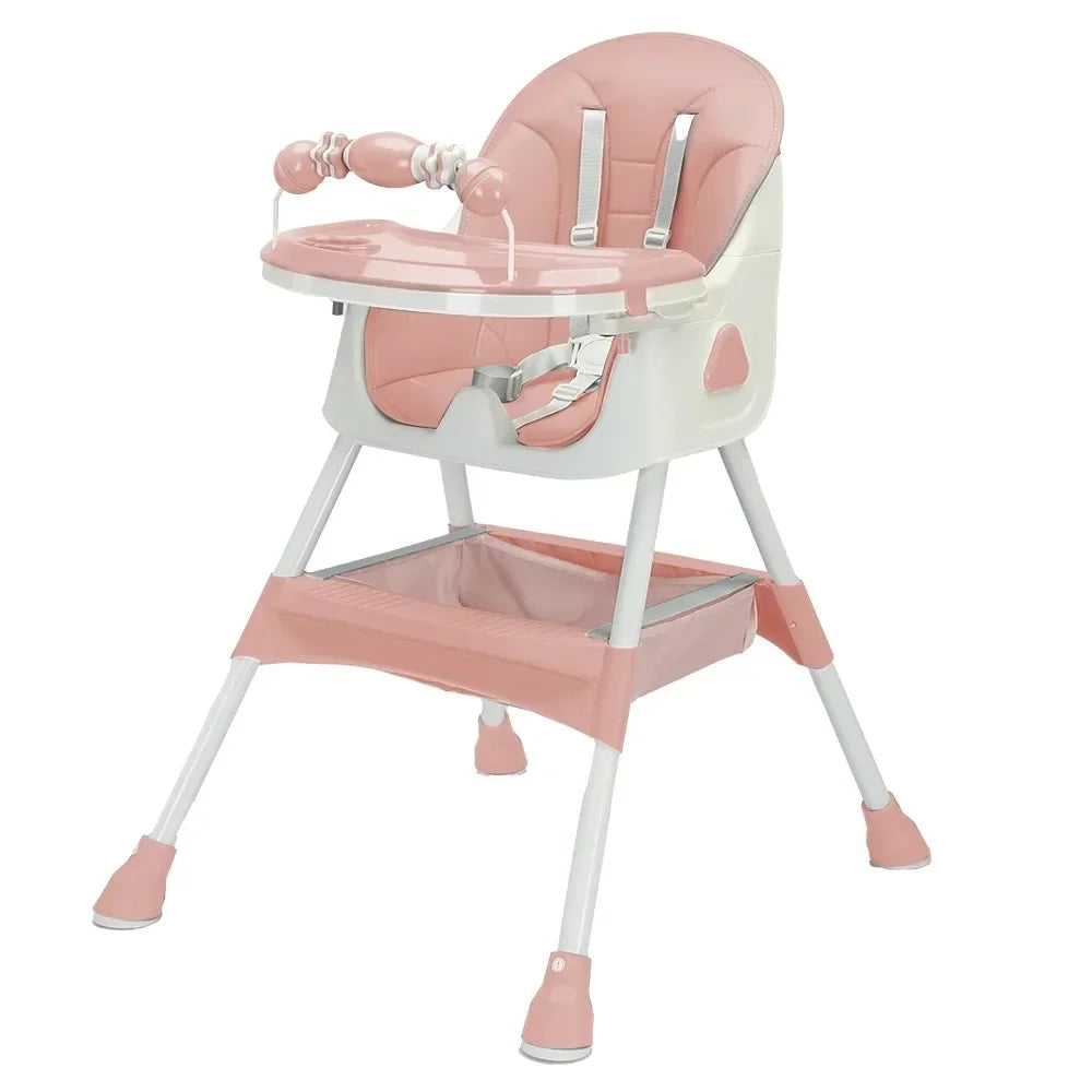 Foldable Baby High Chair 6 Months Plus, with Large Antislip Pad & ToyRack, Easy to Clean Feeding , E500 by S And B Enterprise