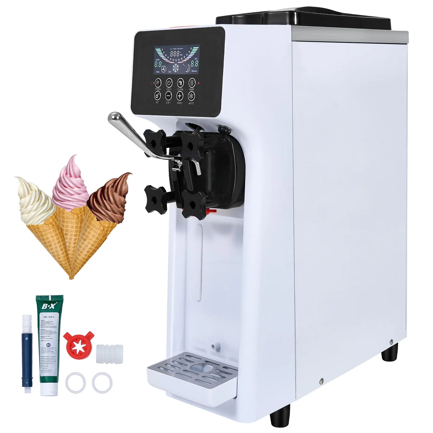 SucceBuy Commercial Soft Serve Ice Cream Machine Countertop Single Flavor