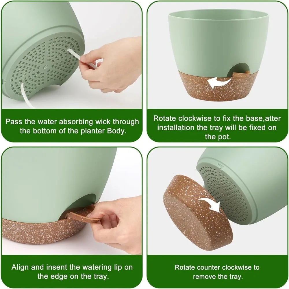 NBVCX Self Watering Plant Pots With Drainage Saucers Indoor Outdoor by S And B Enterprise