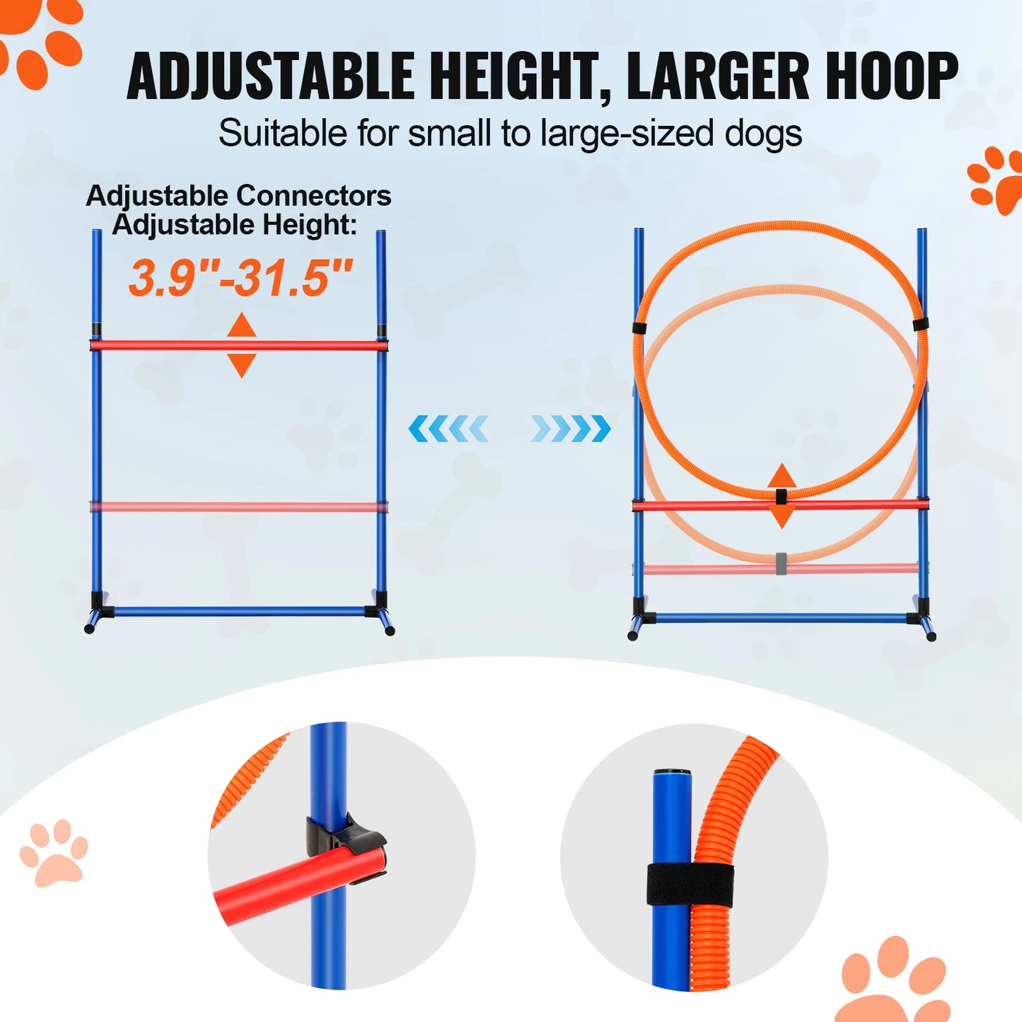 SucceBuy Dog Agility Training Equipment 4 PCS Set with Adjustable High Hurdles 6 Weave PolesJump Ring Square Pause Box Whistle by S And B Enterprise