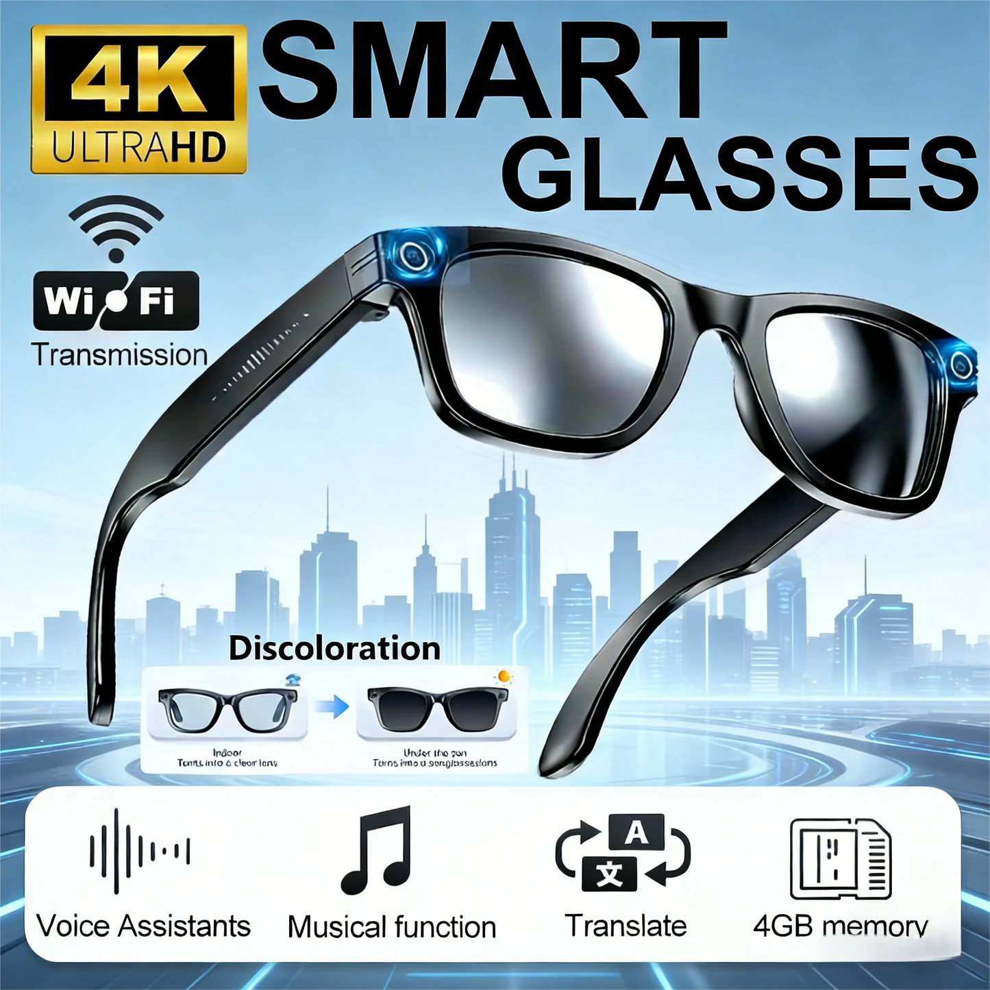 Giinova AI Smart Video Glasses With 8MP Camera 4K Recording by S And B Enterprise