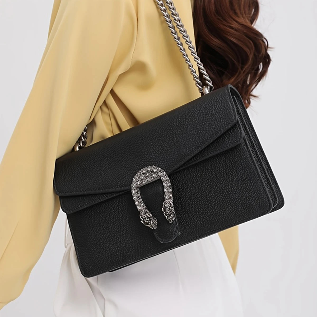 Genuine Leather Crossbody Chain Shoulder Bag For Women