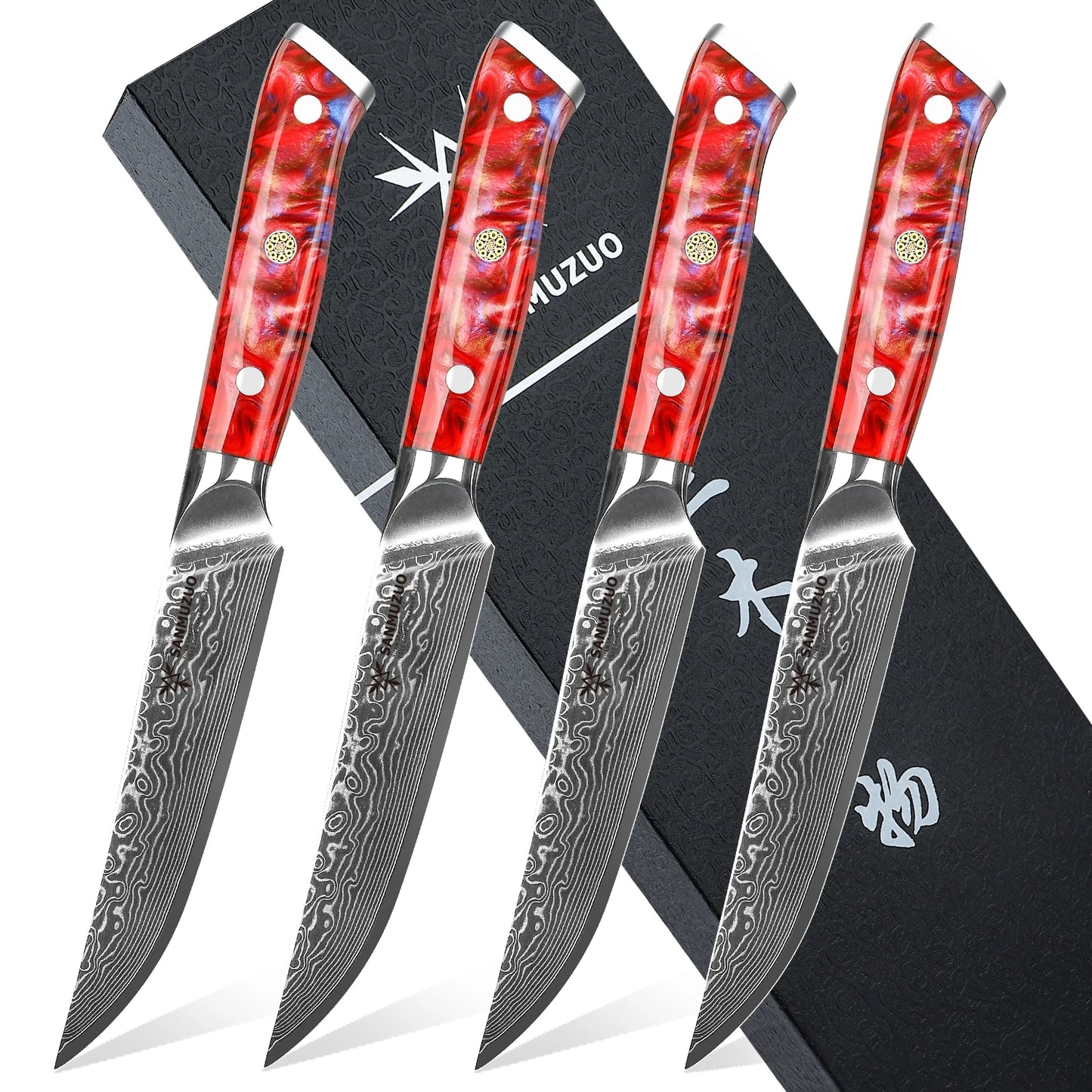 SANMUZUO Damascus Steel 4-Piece Steak Knife Set Ultra Sharp