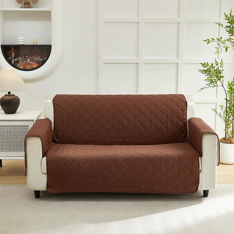 XM-Luvetoria integrated brown quilted sofa cover for 1/2/3 seater sofas, living room furniture protector
