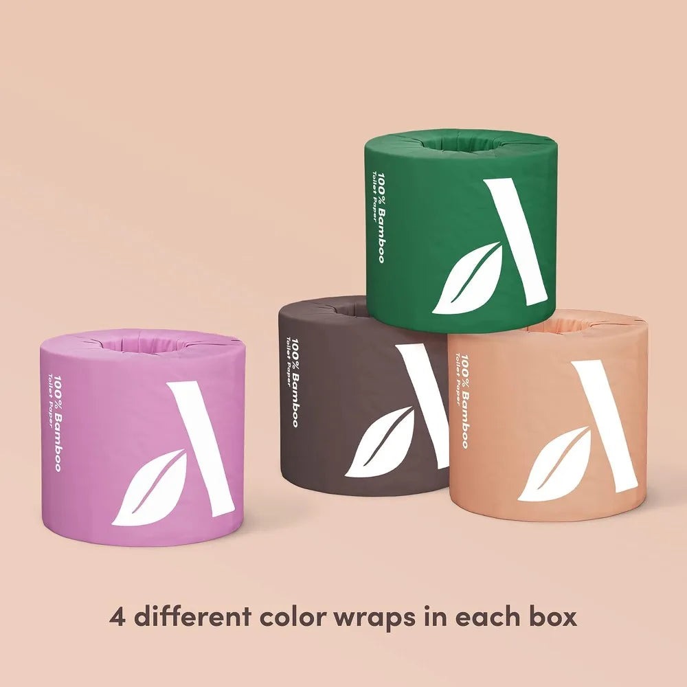 Bamboo 3-ply toilet paper by S And B Enterprise; four color-wrapped rolls displayed.