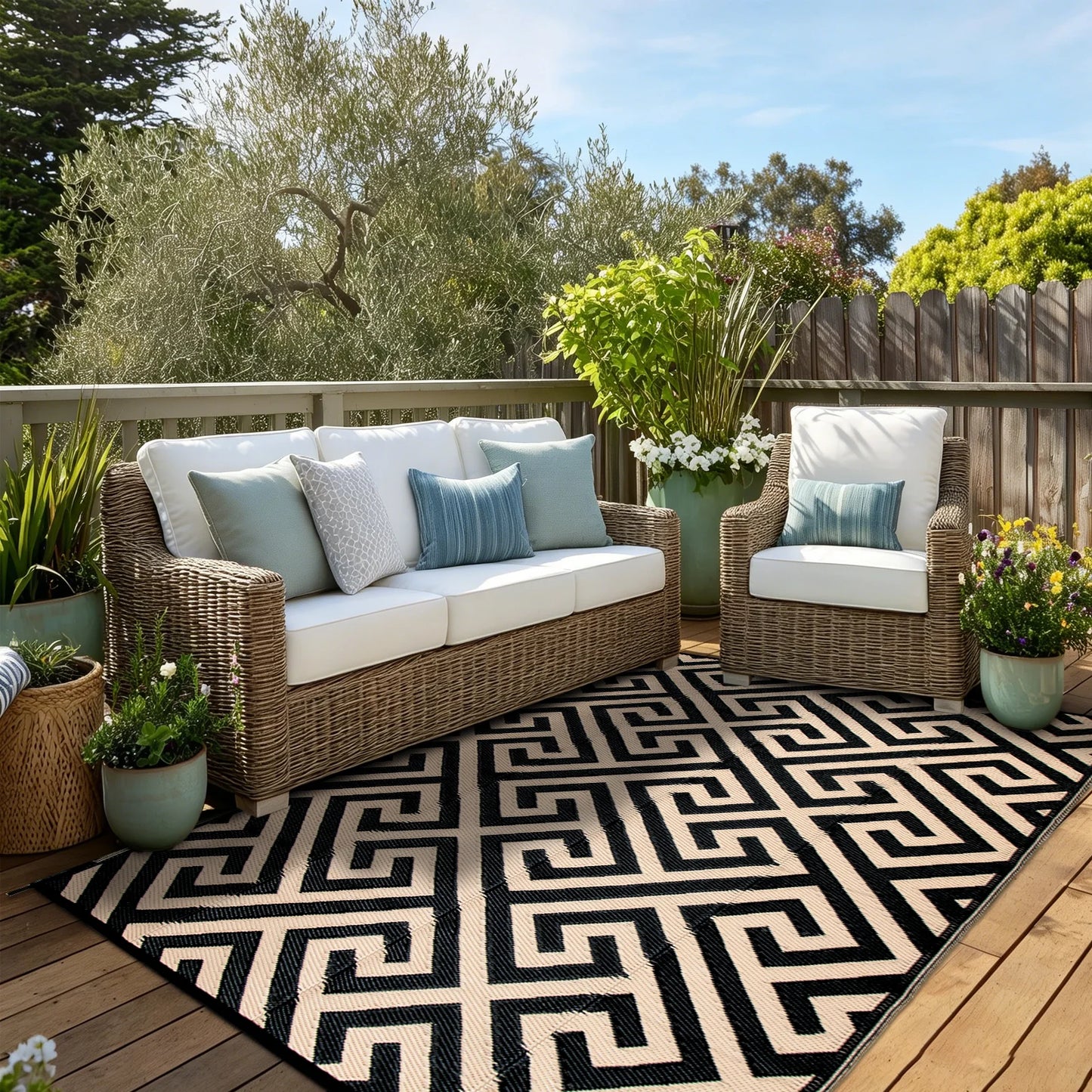 Outdoor Reversible Waterproof Rug For Patio Deck Balcony And RV by S And B Enterprise