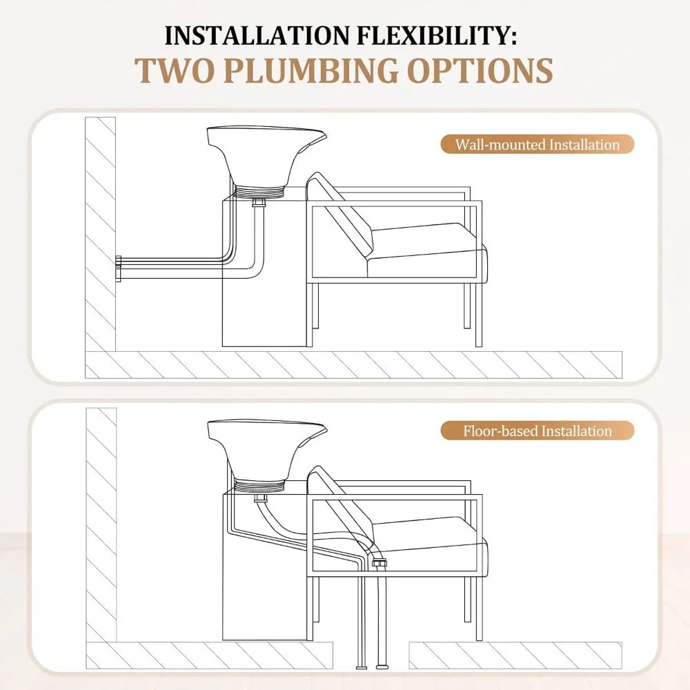 Salon Shampoo Bowl And Chair With Tilting Sink Cabinet
