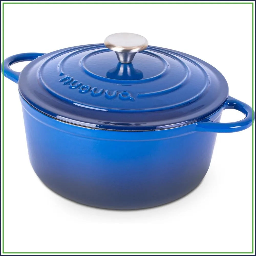 5-Quart Enameled Cast Iron Dutch Oven, Oven Safe to 500°F, Dark Blue by S And B Enterprise