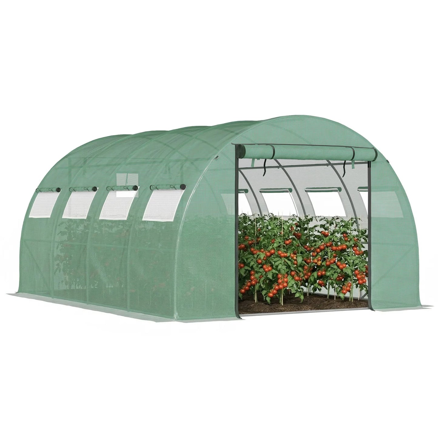 Tunnel Greenhouse With Mesh Doors Galvanized Steel Frame by S And B Enterprise