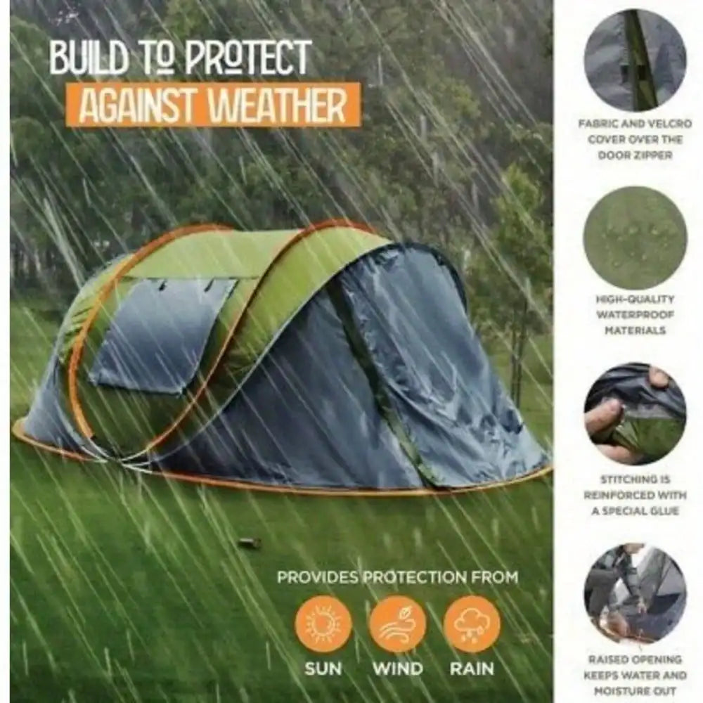 Pop Up Camping Tent With Two Doors Waterproof UPF50