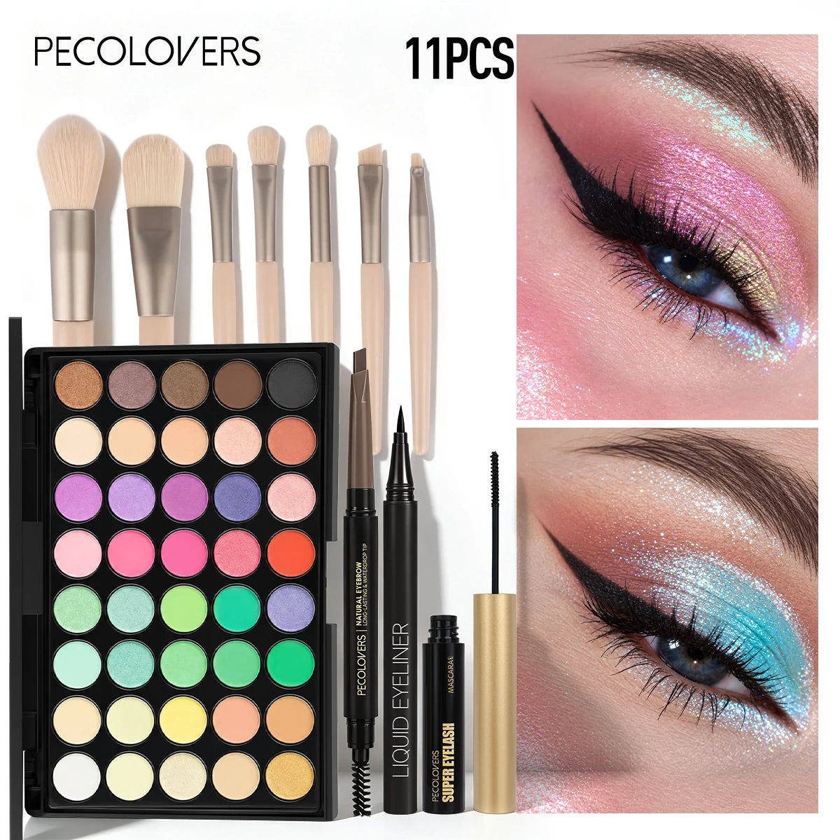 S And B Enterprise 11PCS All-in-One Eye & Brow Makeup Set with 40-shade vibrant palette and brushes