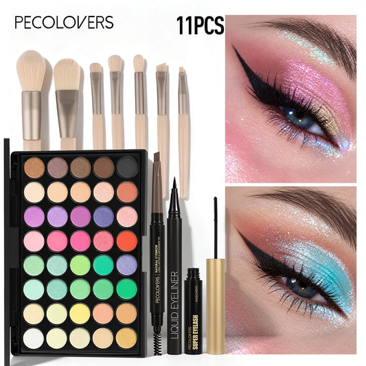 S And B Enterprise 11PCS All-in-One Eye & Brow Makeup Set with 40-shade vibrant palette and brushes