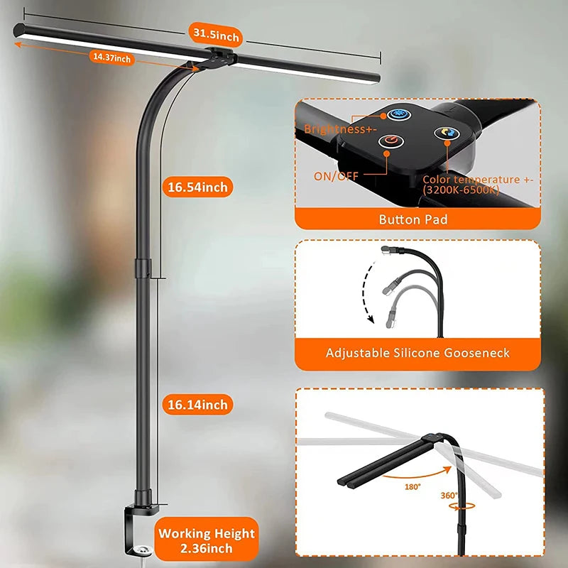 LAOPAO Double Head LED Desk Lamp With 5 Lighting Modes by S And B Enterprise