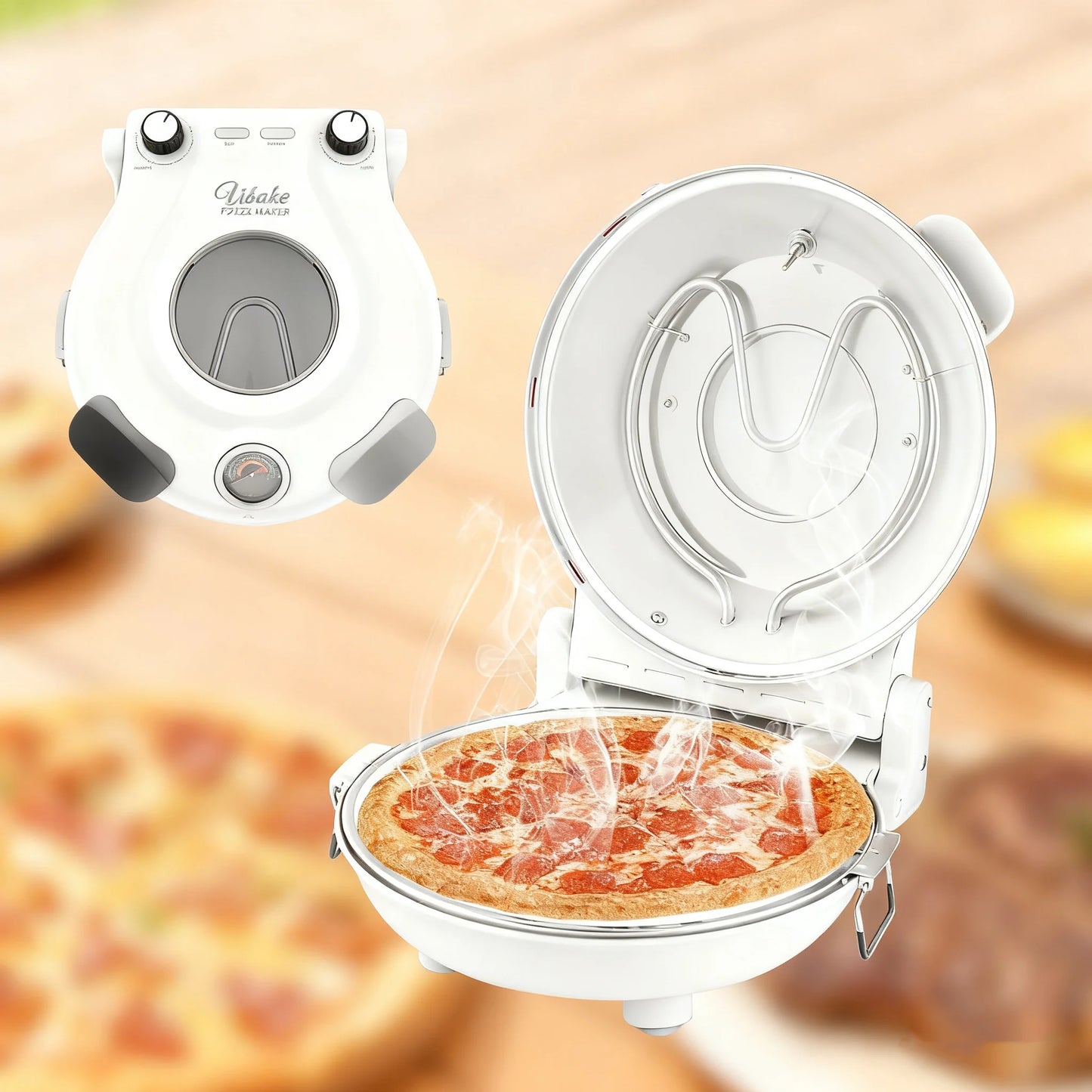 YIBAKE Marble Stone Indoor Electric Pizza Oven Dual Temp Control
