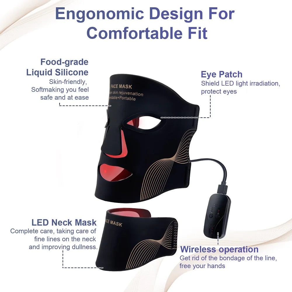 Iebilif Face Neck LED Mask With 7 LED Light Therapy by S And B Enterprise