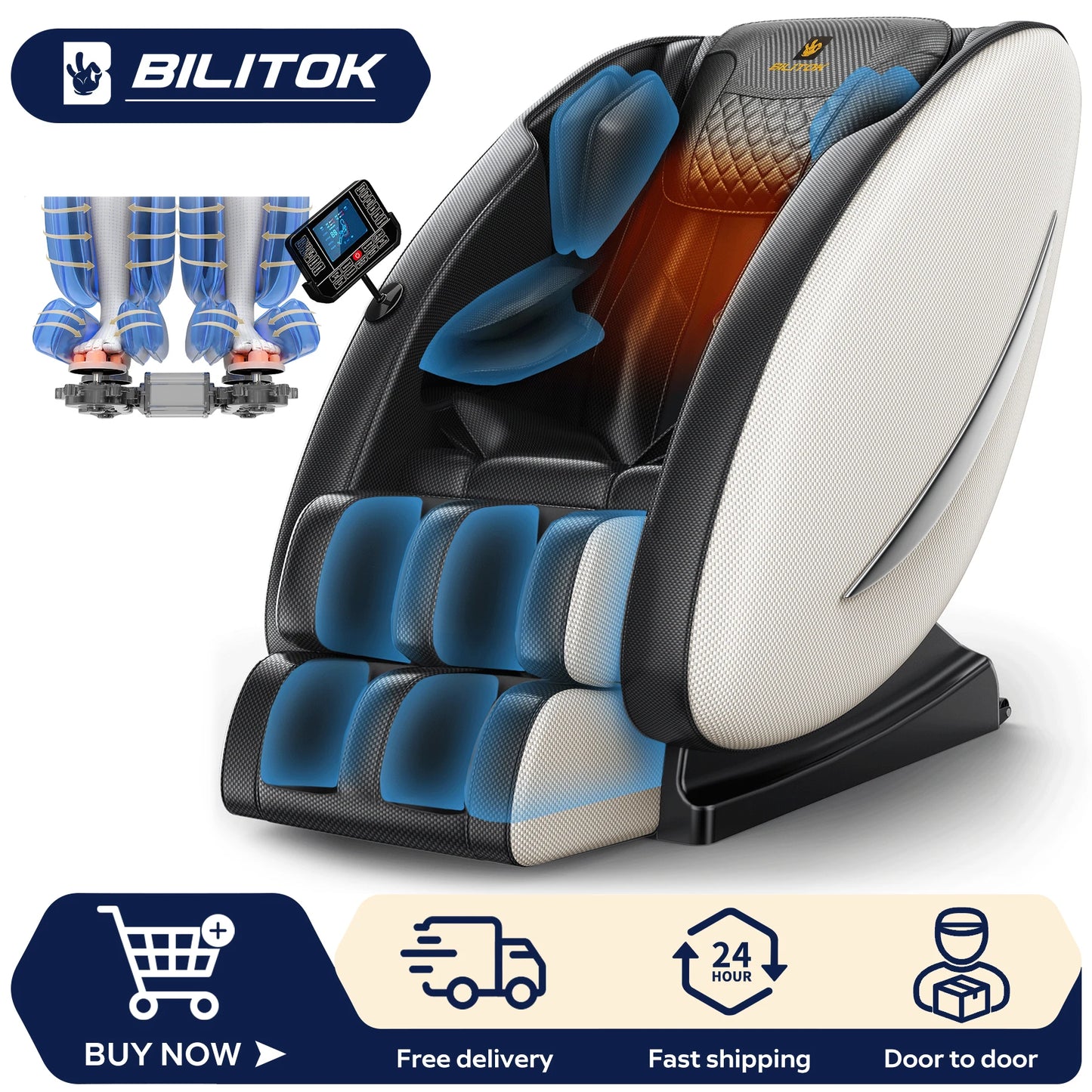 BILITOK Massage Chair Recliner With Bluetooth Zero Gravity And Heating