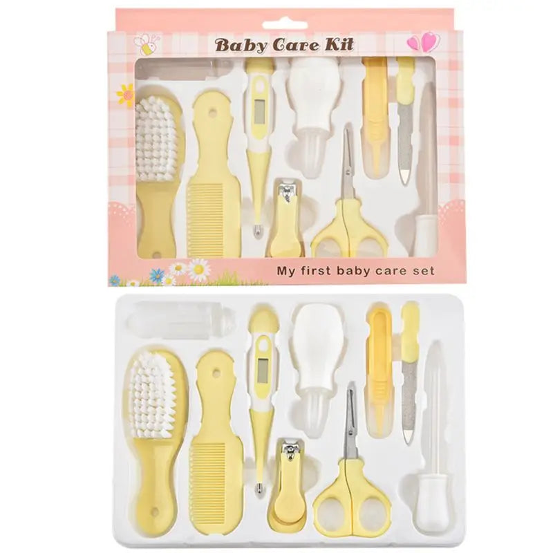 10PCS/Set Baby Health Care Kit Kids Nail Hair Health Care Thermometer Grooming Brush Clipper Teether Toothbrush Baby Essentials by S And B Enterprise