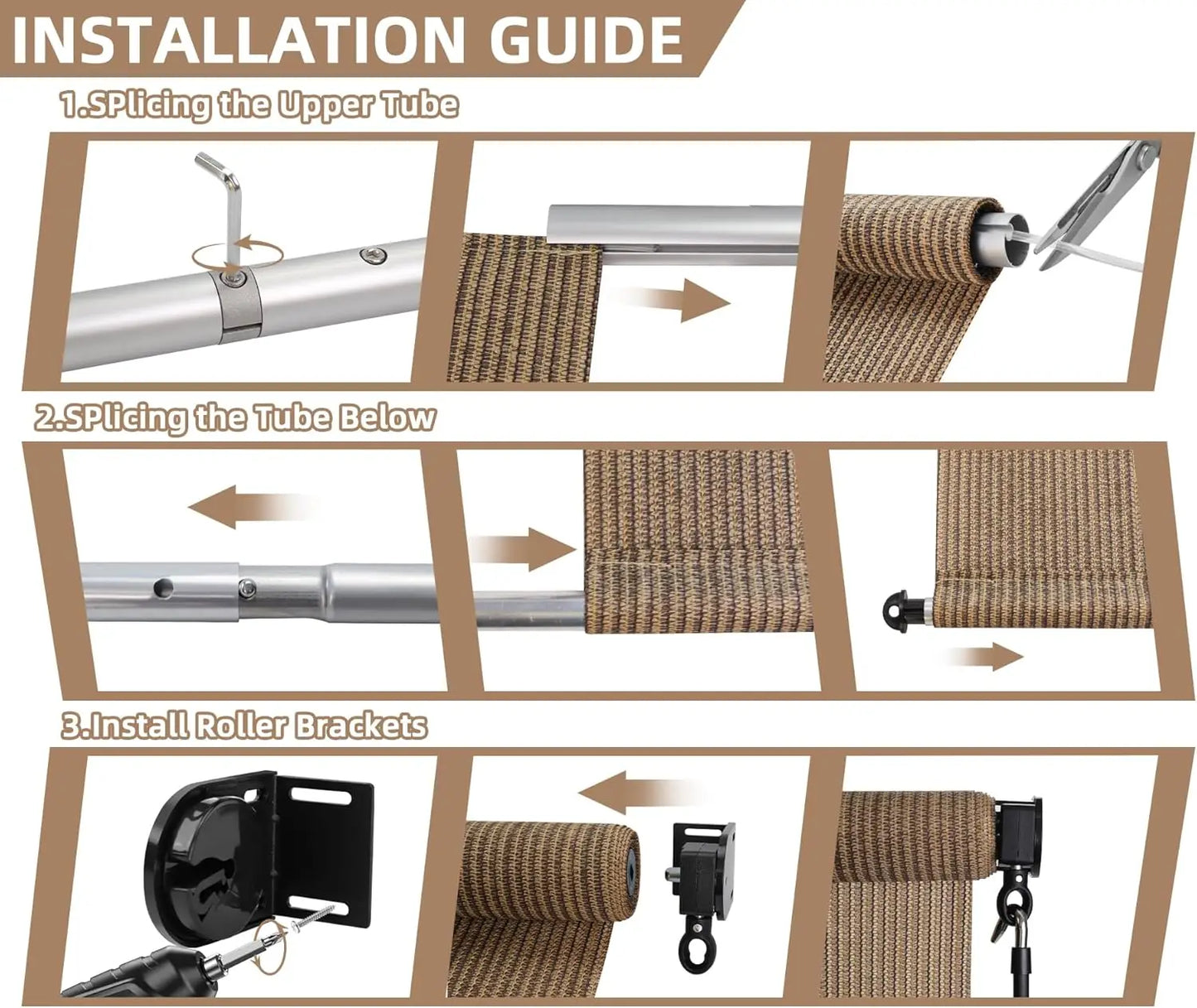 Cordless Outdoor Roller Shade UV Blocking Privacy Screen For Patio