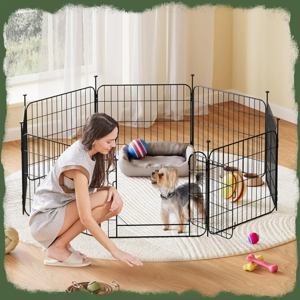 Expandable Dog Playpen 8 Panel With Door Indoor Outdoor Fence