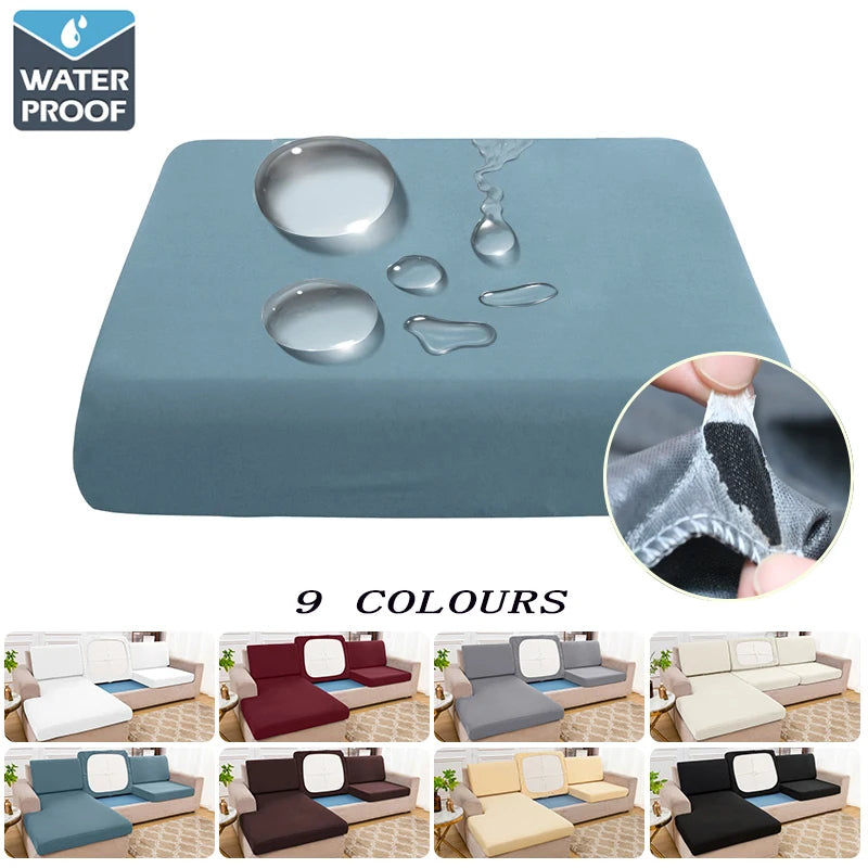 Waterproof sofa cushion cover, non-slip silky fabric, soft stretch, 9 colors