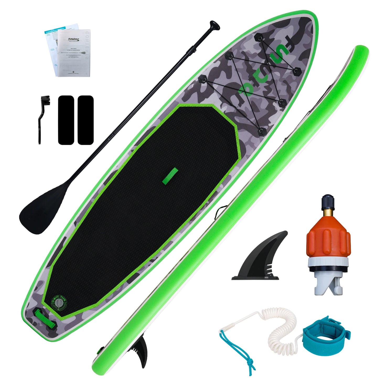 FUNWATER Inflatable Paddle Board Ultra-Light Stand-Up Paddle Board Surfboard for All Skill Levels With SUP Accessories 320-350cm by S And B Enterprise