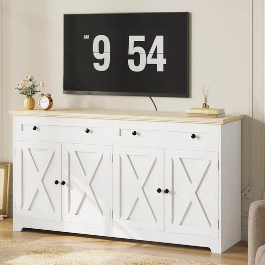 Ironck Buffet Cabinet With Storage Sideboard In Natural Wood by S And B Enterprise