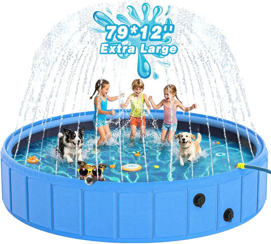 2-In-1 Foldable Dog Pool And Sprinkler Portable Water Toy