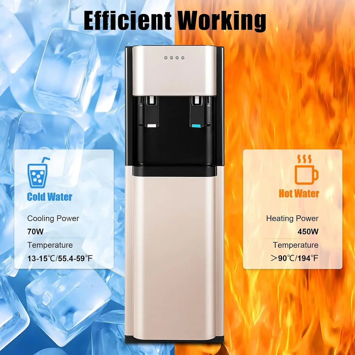 5 Gallon Bottom-Loading Water Dispenser by S And B Enterprise; freestanding hot and cold water cooler with dual taps.
