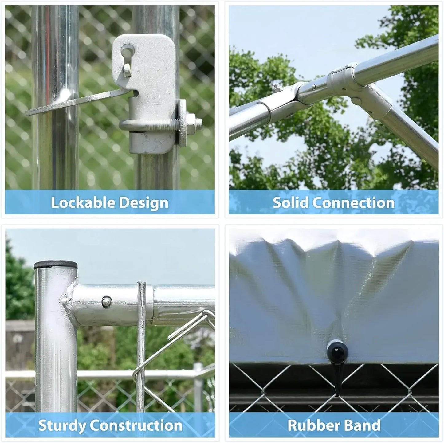 Outdoor Galvanized Chain Link Dog Kennel With Durable Roof