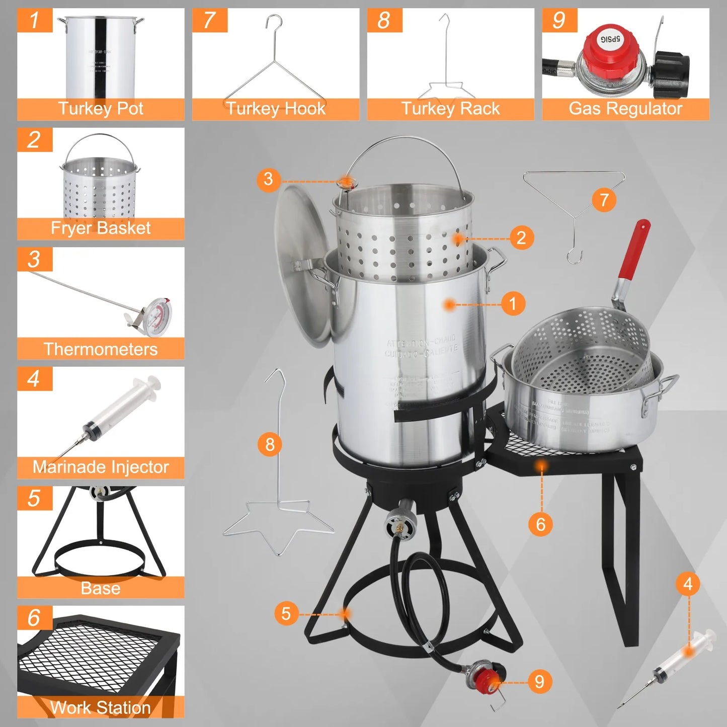30QT Deep Turkey Fryer Pot 55,000BTU for Outdoor Camping Propane Burner Cooker by S And B Enterprise
